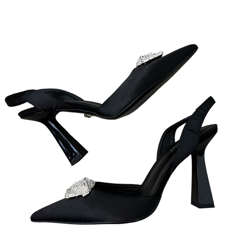 Black Silk Ultra Stylish Heels 4”  (size 41)